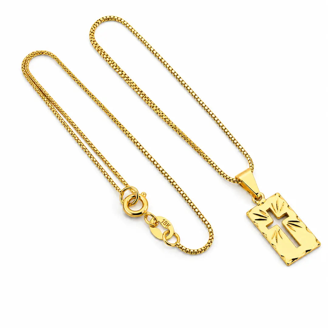 Corrente Veneziana + Pingente Plaquinha Cruz Vazada Banhado a ouro18k Colar Cordão Masculino Folheado