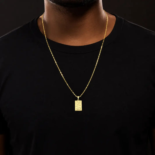 Corrente Veneziana Banhada a Ouro 18k + Pingente Plaquinha Quadrado O Senhor é Meu Pastor