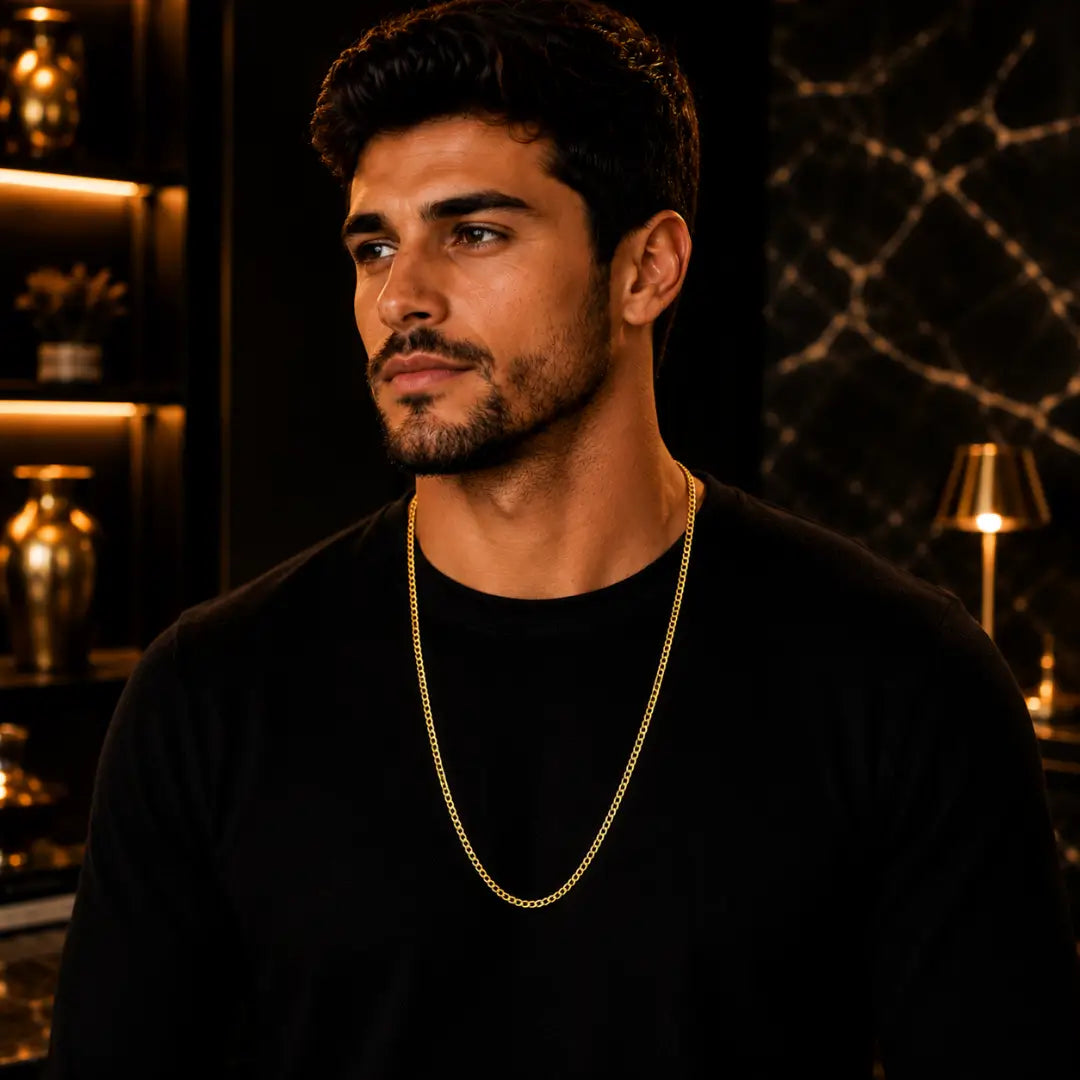 Corrente Colar Piastrini Banho de Ouro 18k