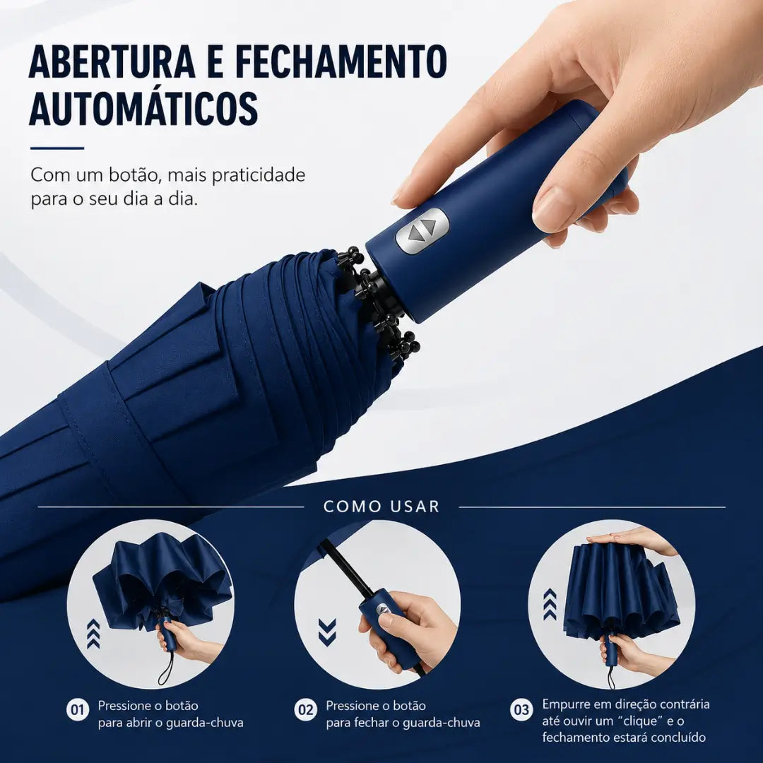 Guarda Chuva Reforçado Automático Azul Marinho