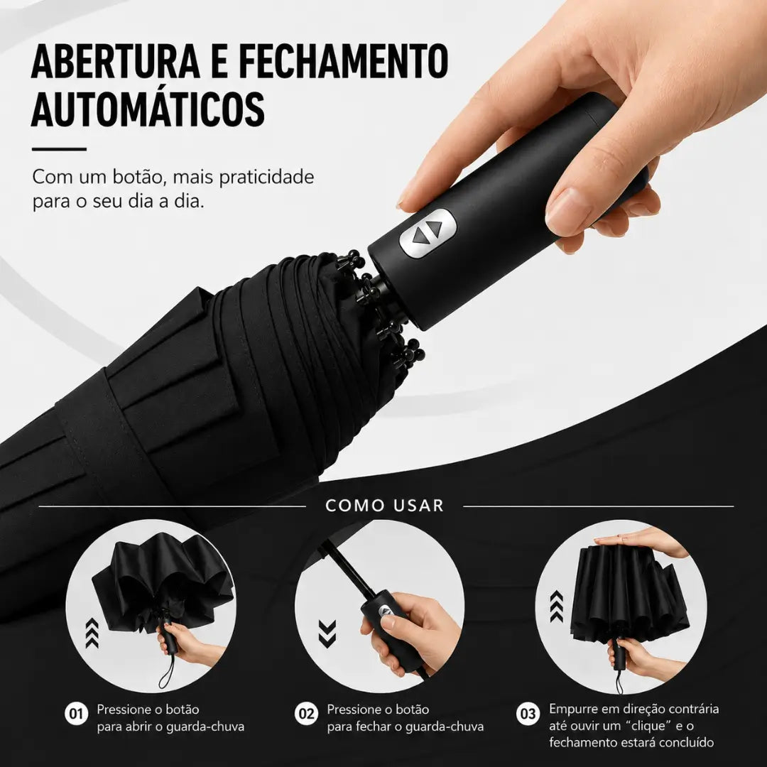 Guarda Chuva Reforçado Automático Preto