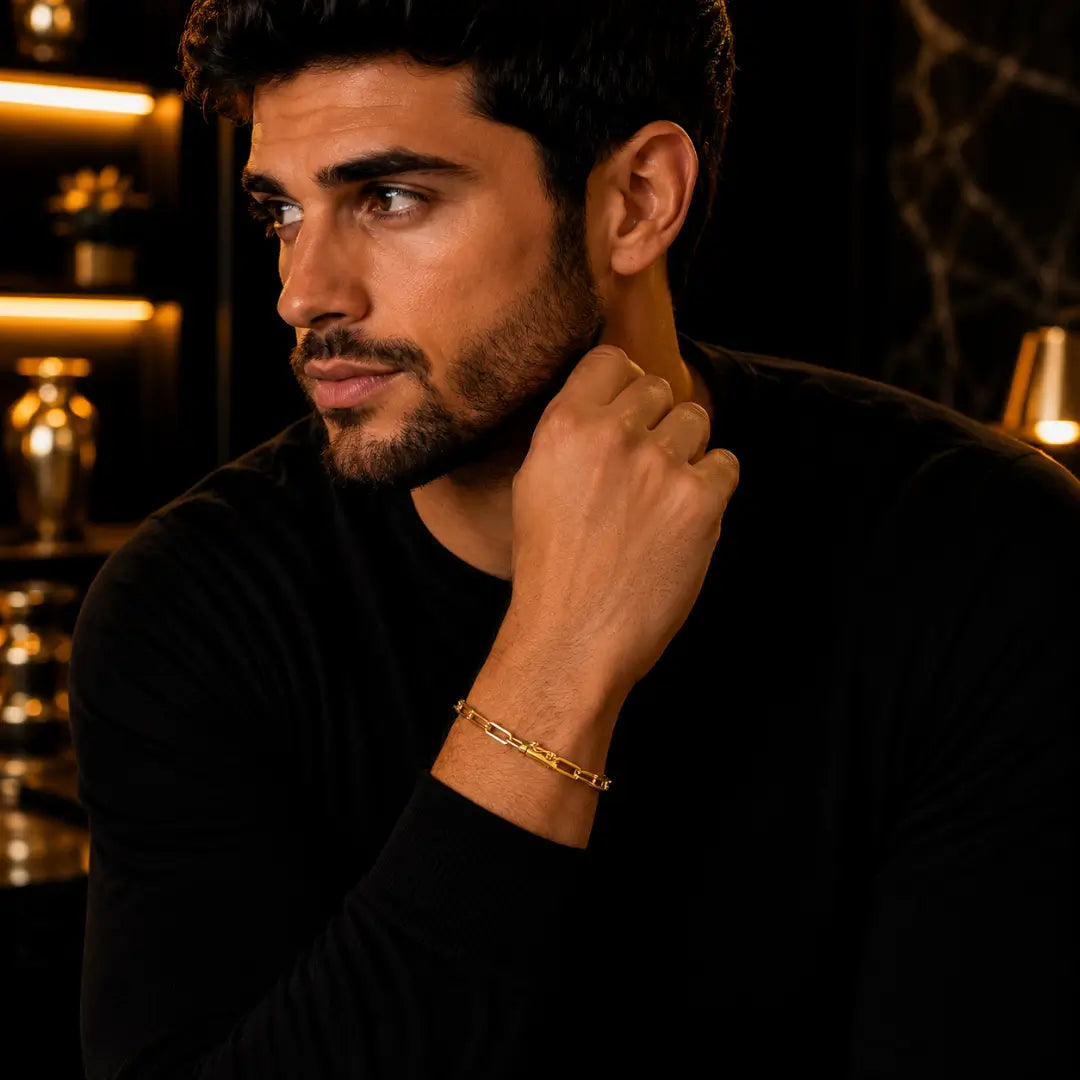 Pulseira Masculina Cartie 4,5mm Banhada a ouro 18k Fecho Canhão Com Trava