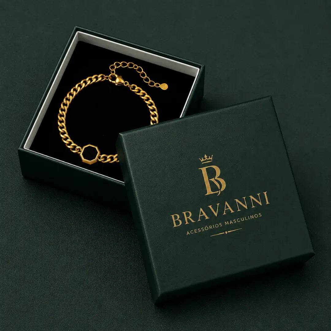 Pulseira masculina corrente cubana Bravanni para presente