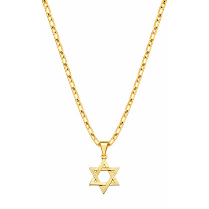 Foto de produto em fundo branco destacando o Colar Masculino Cartier Tijolinho Com Pingente Estrela de Davi Banhada a Ouro 18k por inteiro.