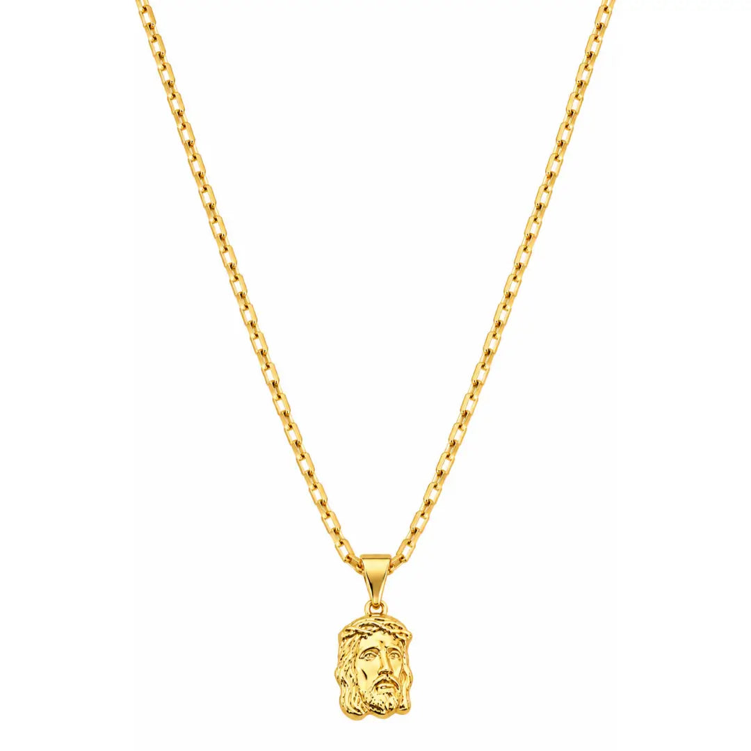 Colar masculino Cartier Tijolinho com Face de Cristo em fundo branco