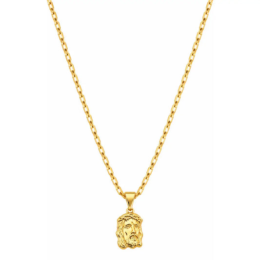 Colar masculino Cartier Tijolinho com Face de Cristo em fundo branco