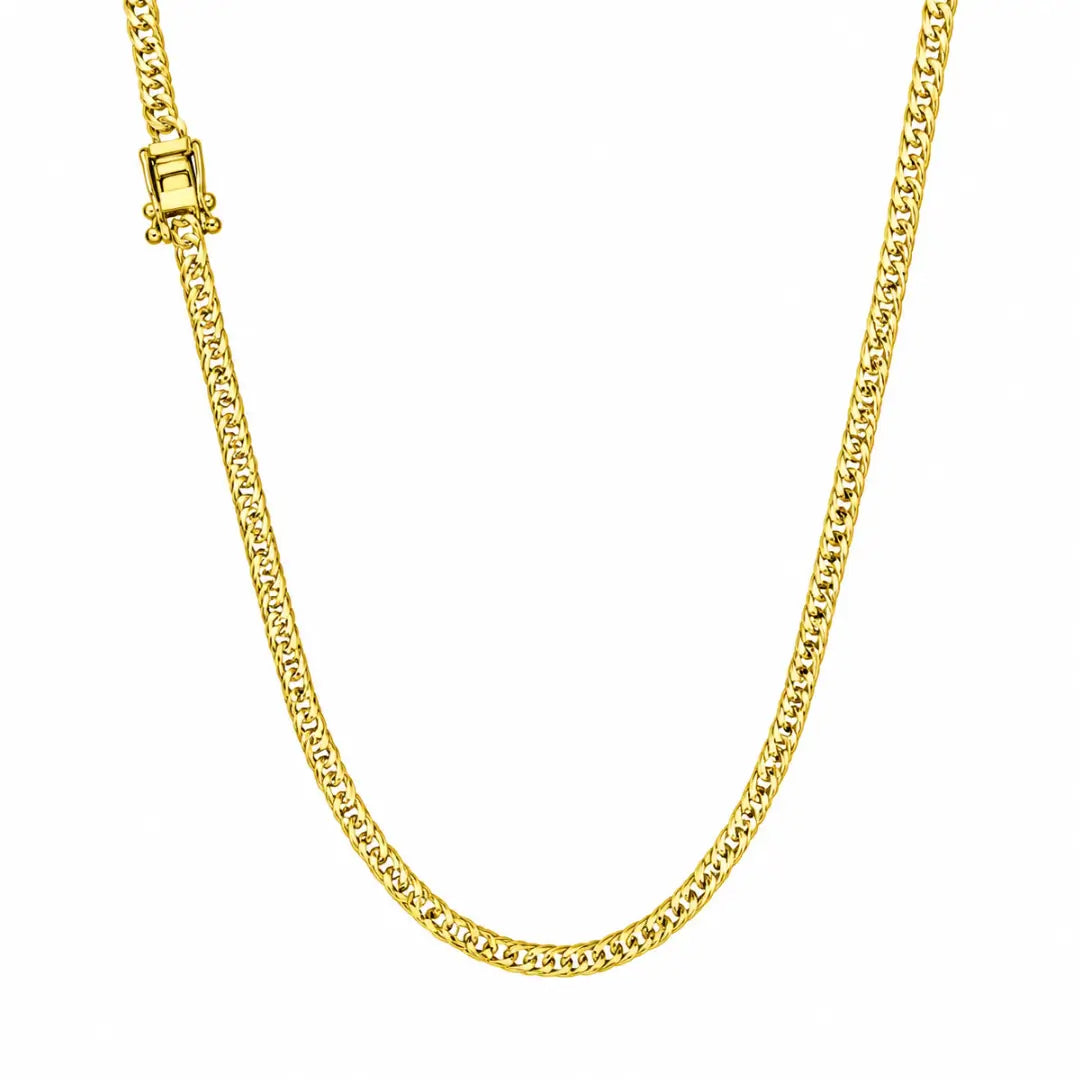 Corrente Grossa Cordão Masculino Grumet Dupla com Fecho Gaveta Banhado a ouro 18k