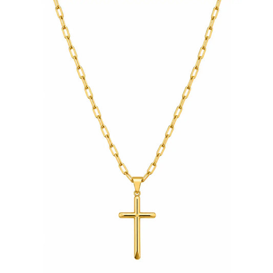 Colar masculino Cartier com pingente Cruz Palito banhado a ouro 18K
