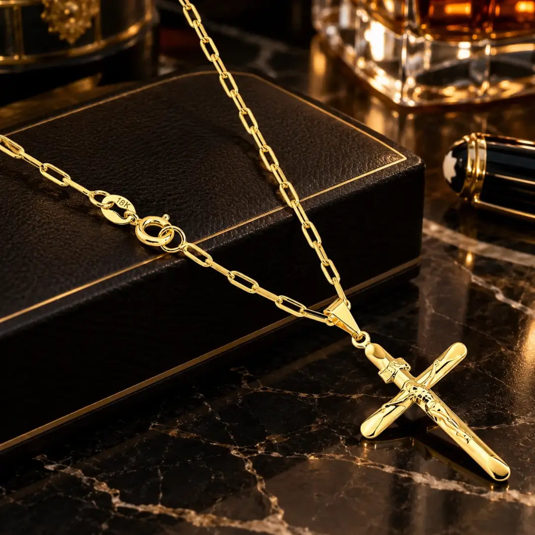 Acabamento dourado do colar masculino Cartier com pingente