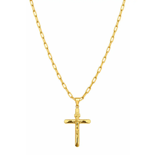 Colar masculino Cartier 2,2mm com pingente Inri banhado a ouro 18K