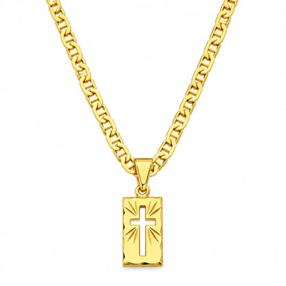 Colar masculino com pingente Cruz Vazada banhado a ouro 18K