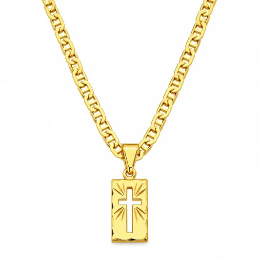Colar masculino com pingente Cruz Vazada banhado a ouro 18K