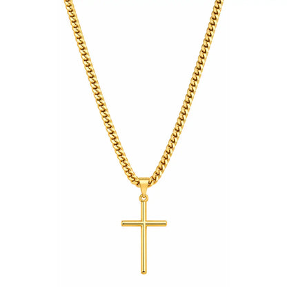 Colar masculino Grumet Dupla com Cruz Palito em fundo branco