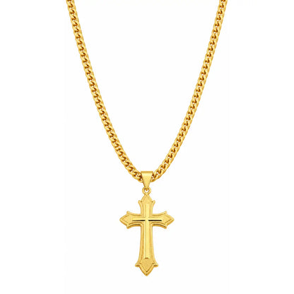 Colar masculino Grumet Dupla Lacraia 3mm com pingente Cruz banhado a ouro 18K
