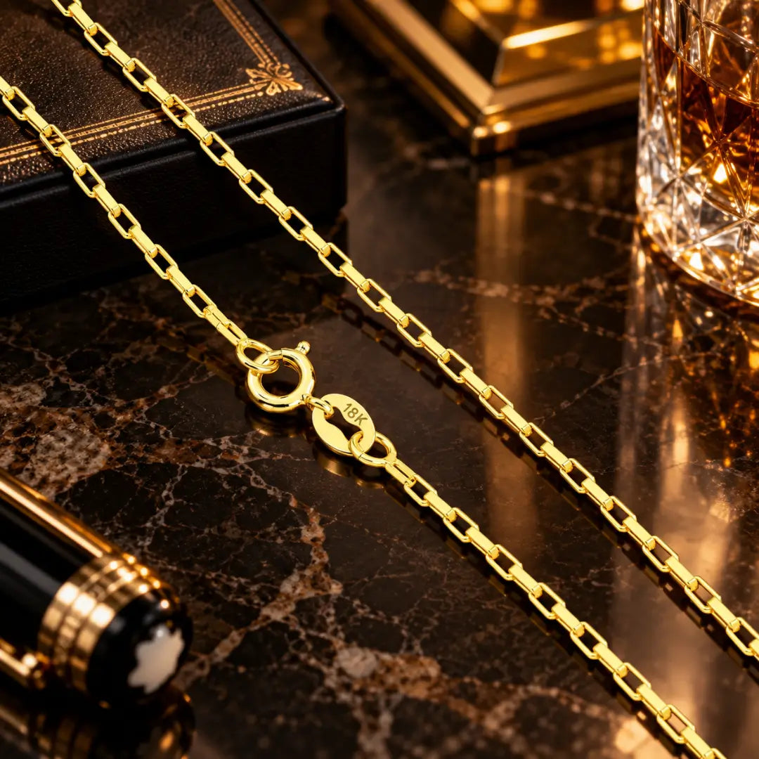 Detalhes dos elos da corrente masculina Cartier Tijolinho