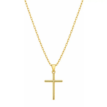 Colar masculino Cruz Palito com corrente Tijolinho banhada a ouro 18K