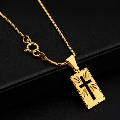 Corrente Veneziana + Pingente Plaquinha Cruz Vazada Banhado a ouro18k Colar Cordão Masculino Folheado