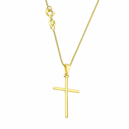 Corrente Veneziana + Pingente Cruz Palito Banhados a ouro 18k Cordão Masculino e Crucifixo