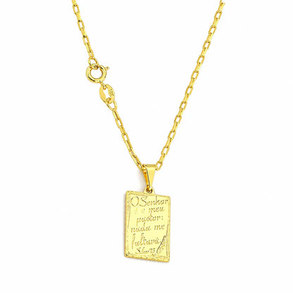 Corrente Veneziana Banhada a Ouro 18k + Pingente Plaquinha Quadrado O Senhor é Meu Pastor