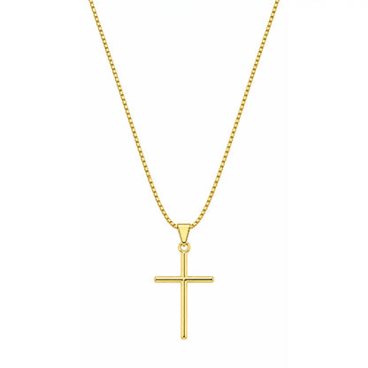 Colar masculino Cruz Palito com corrente Veneziana banhada a ouro 18K