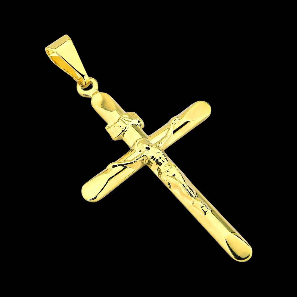 Corrente Masculina com Pingente Cruz 3D Banhados a Ouro 18k Correntinha cartier Cordão com Crucifixo