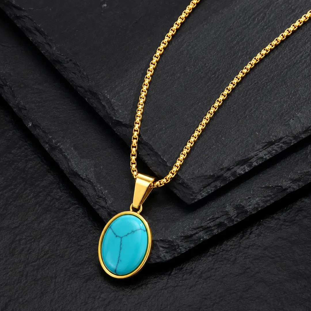 Pingente quadrado turquesa do colar masculino Bravanni