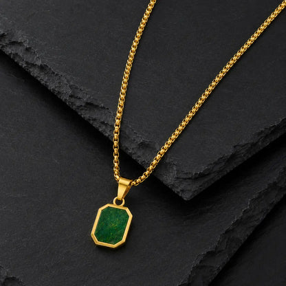 Detalhes do pingente verde marmorizado do colar masculino Bravanni