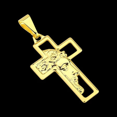 Corrente Masculina com Pingente Cruz 3D Banhados a Ouro 18k Correntinha cartier Cordão com Crucifixo