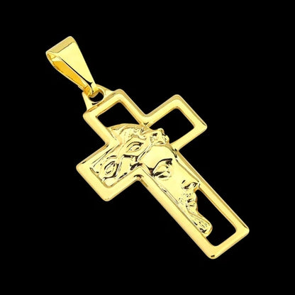 Corrente Masculina com Pingente Cruz 3D Banhados a Ouro 18k Correntinha cartier Cordão com Crucifixo