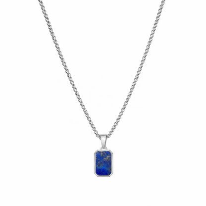 Colar masculino prata com pingente azul estrelado