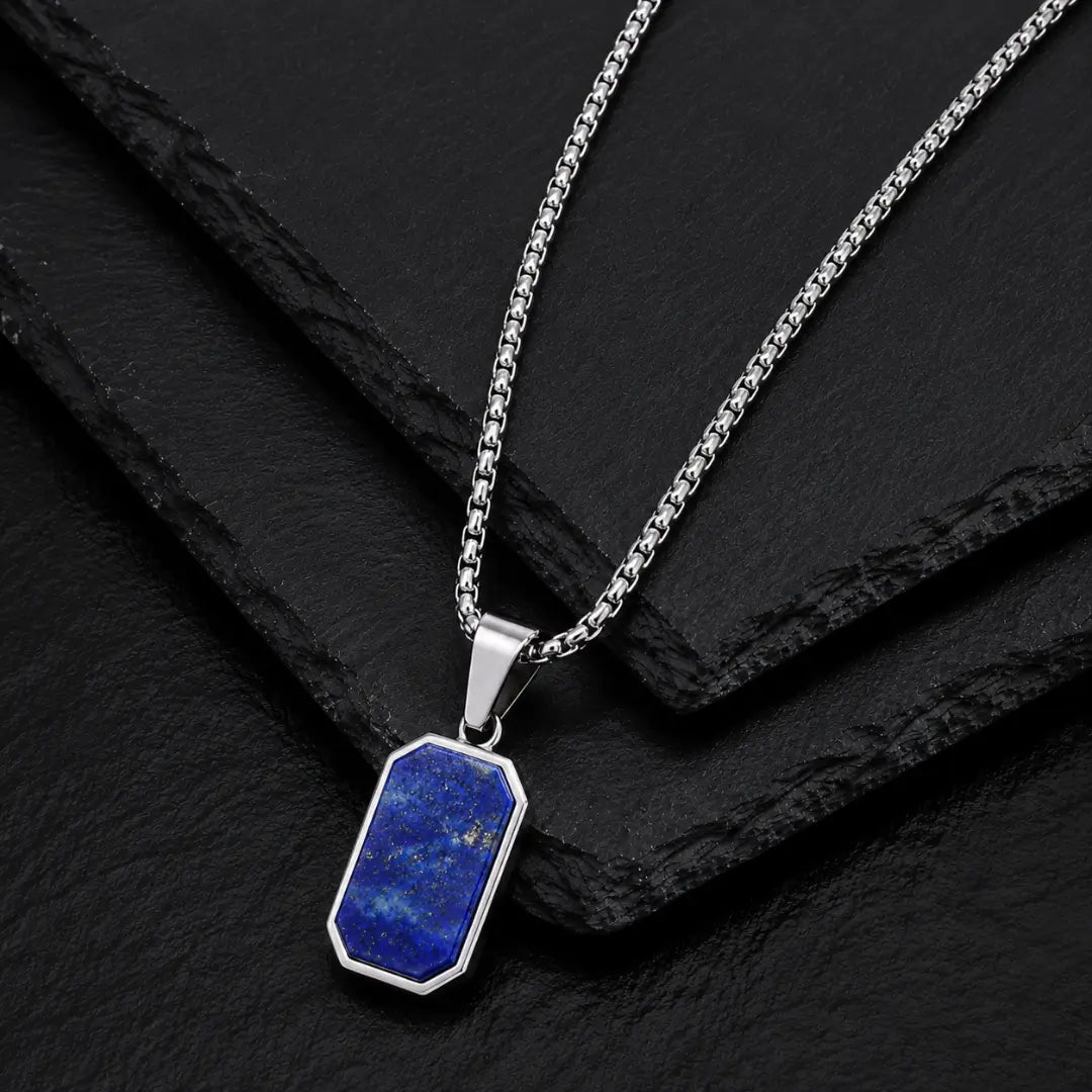 Pingente azul estrelado quadrado do colar masculino Bravanni