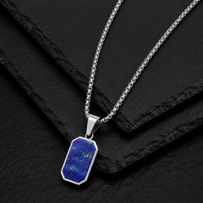 Pingente azul estrelado quadrado do colar masculino Bravanni