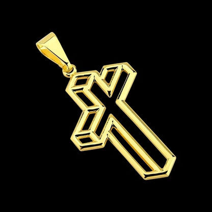 Corrente Masculina com Pingente Cruz 3D Banhados a Ouro 18k Correntinha cartier Cordão com Crucifixo