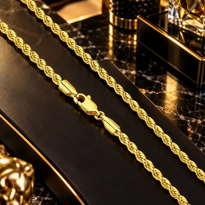 Detalhes dos elos trançados da Corrente Masculina Cordão Baiano