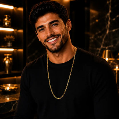 Corrente Masculina Cordão Cartier Cadeado 4,5mm Banhada a Ouro 18k