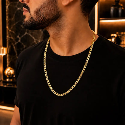 Corrente Masculina Grumet 3mm no pescoço masculino