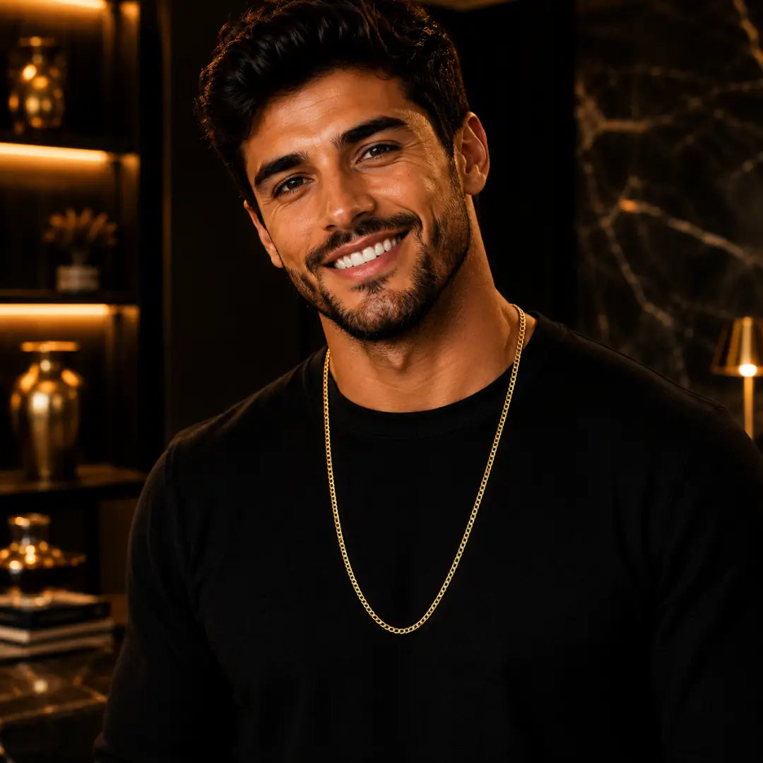 Corrente Colar Piastrini Banho de Ouro 18k