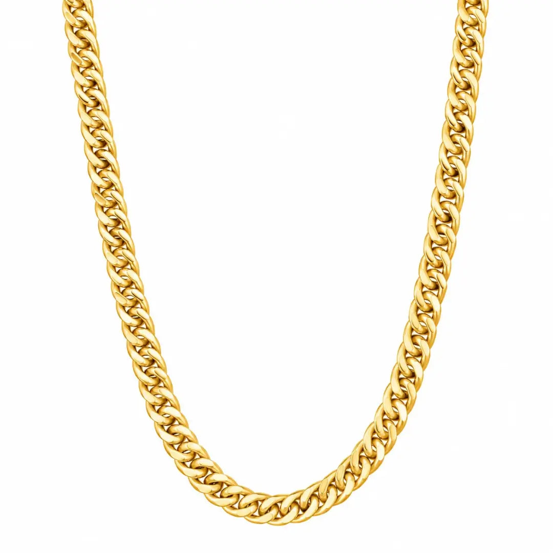Corrente Masculina Grossa Grumet Dupla 6mm banhada a ouro 18K