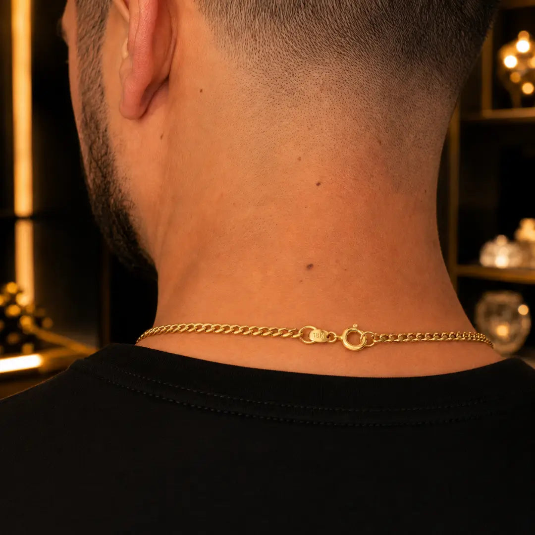 Fecho redondo com marcação 18K da Corrente Masculina Grumet