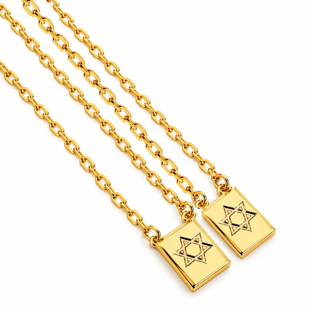 Escapulário Estrela de Davi masculino banhado a ouro 18K