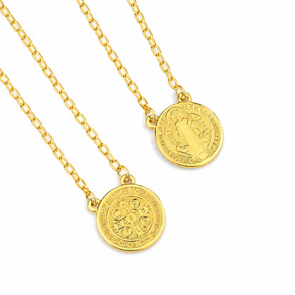 Escapulário Masculino Corrente São Bento Medalha Banhado a Ouro 18k Colar
