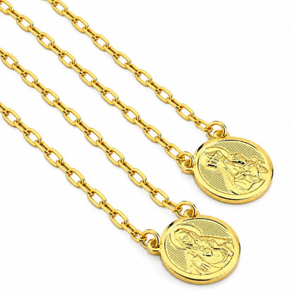 Escapulário Nossa Senhora do Carmo e Sagrado Coração banhado a ouro 18K