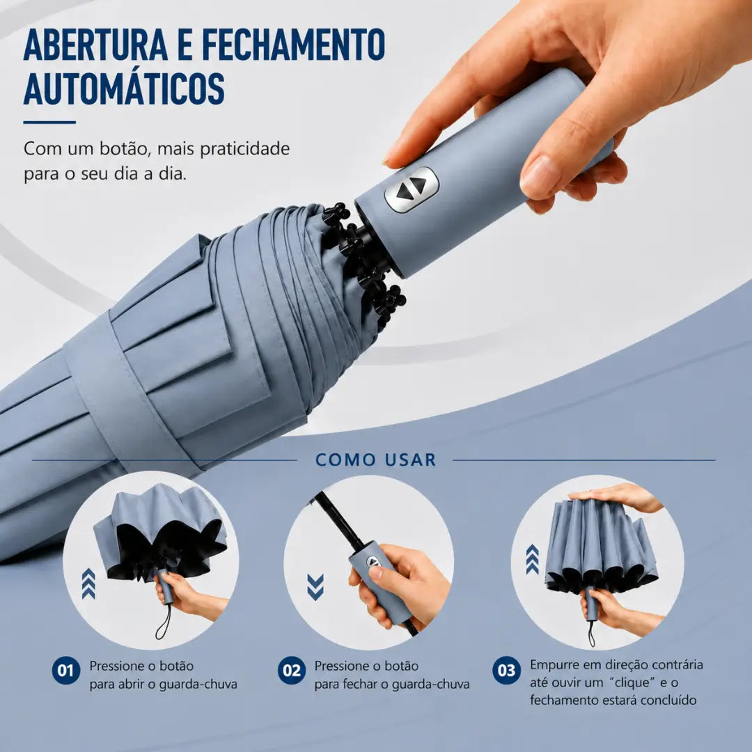 Guarda Chuva Reforçado Automático Azul
