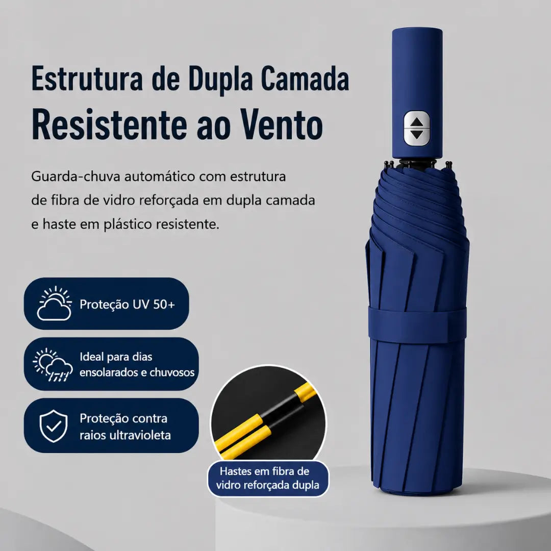 Guarda Chuva Reforçado Automático Azul Marinho