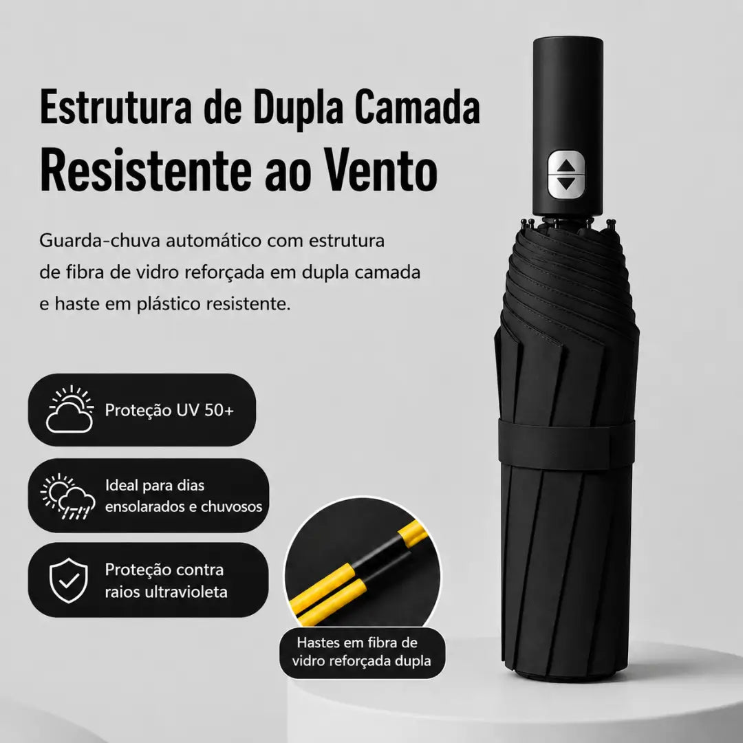 Guarda Chuva Reforçado Automático Preto