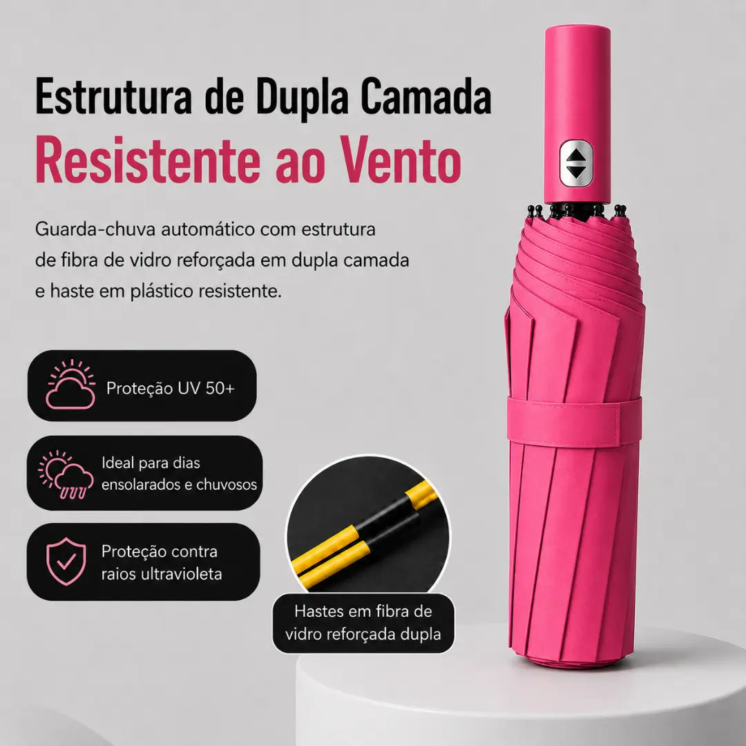 Guarda Chuva Reforçado Automático Rosa