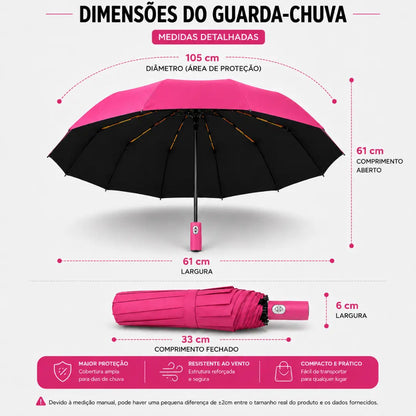 Guarda Chuva Reforçado Automático Rosa