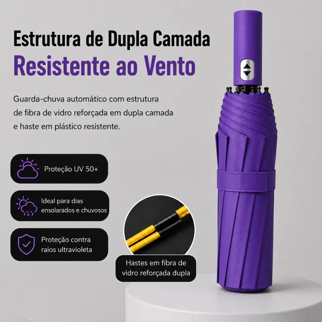 Guarda Chuva Reforçado Automático Roxo
