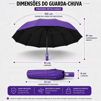 Guarda Chuva Reforçado Automático Roxo