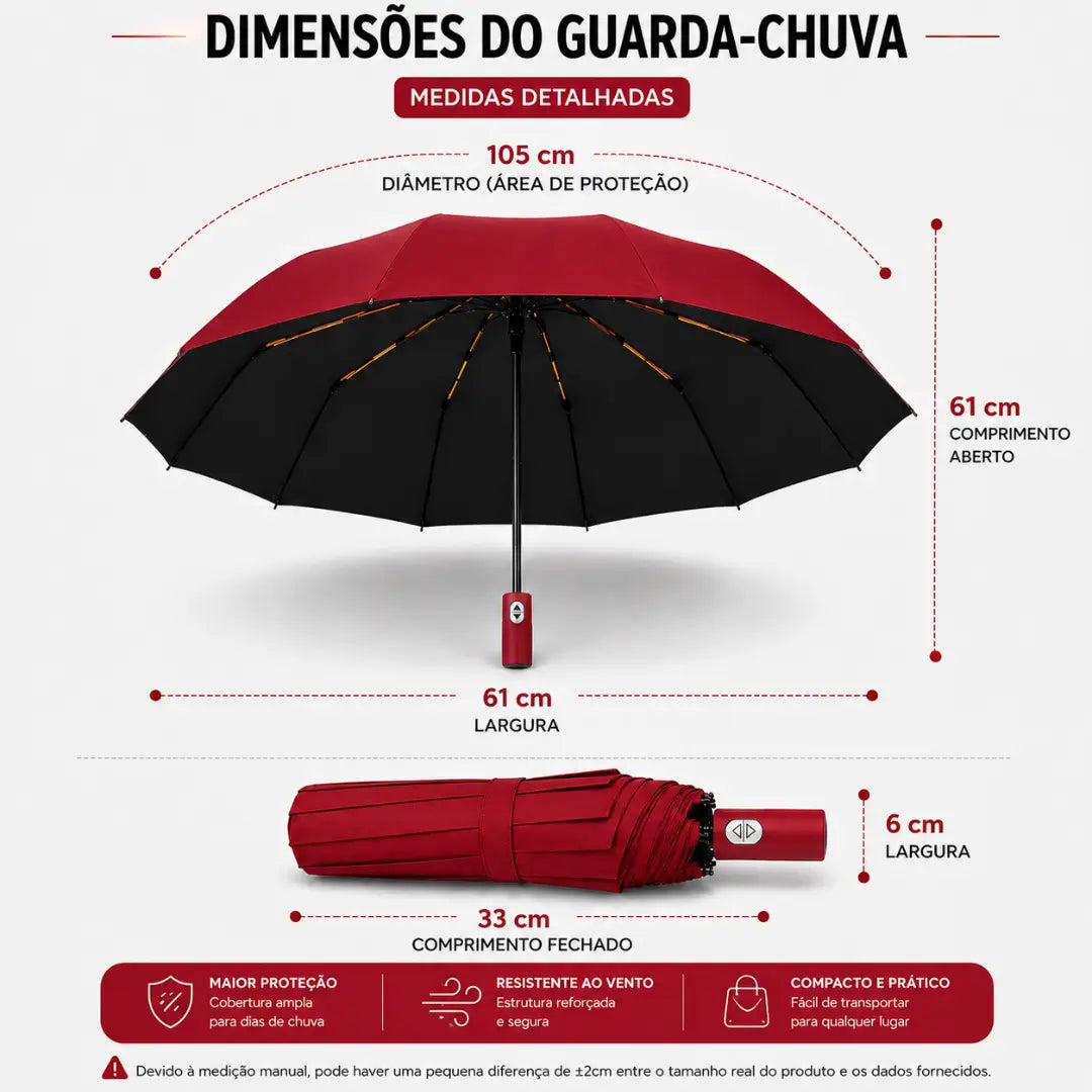 Guarda Chuva Reforçado Automático Vermelho